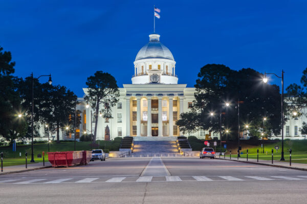 Alabama State Capitol in Montgomery at Night